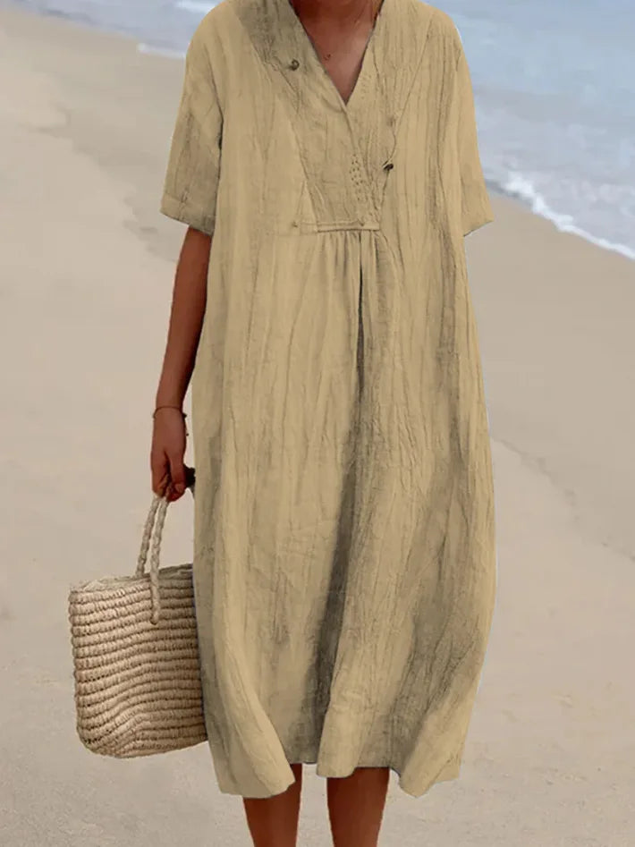 Silvana | Lockeres strukturiertes Maxikleid