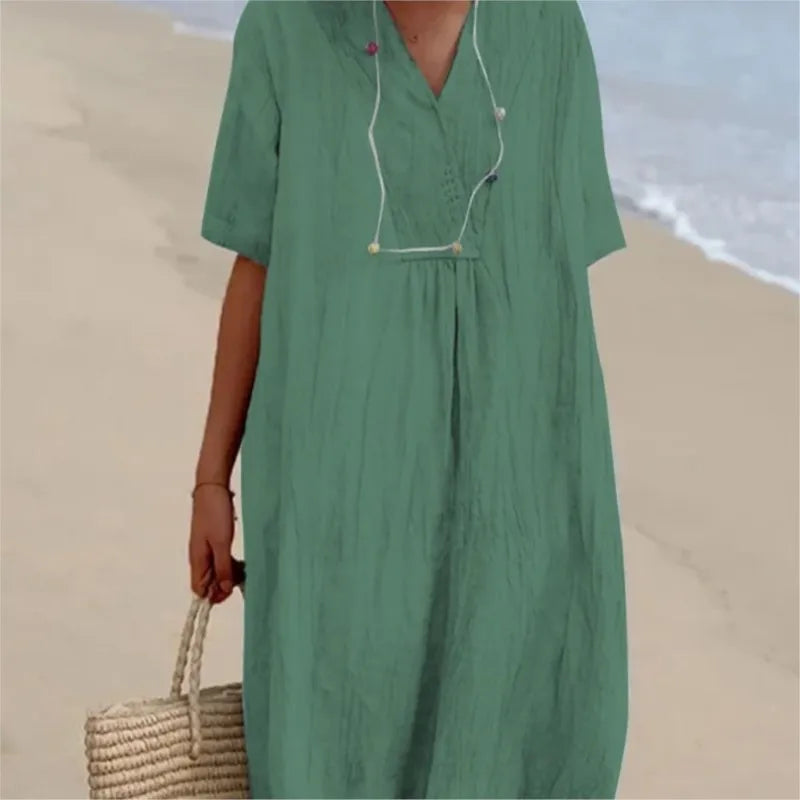 Silvana | Lockeres strukturiertes Maxikleid