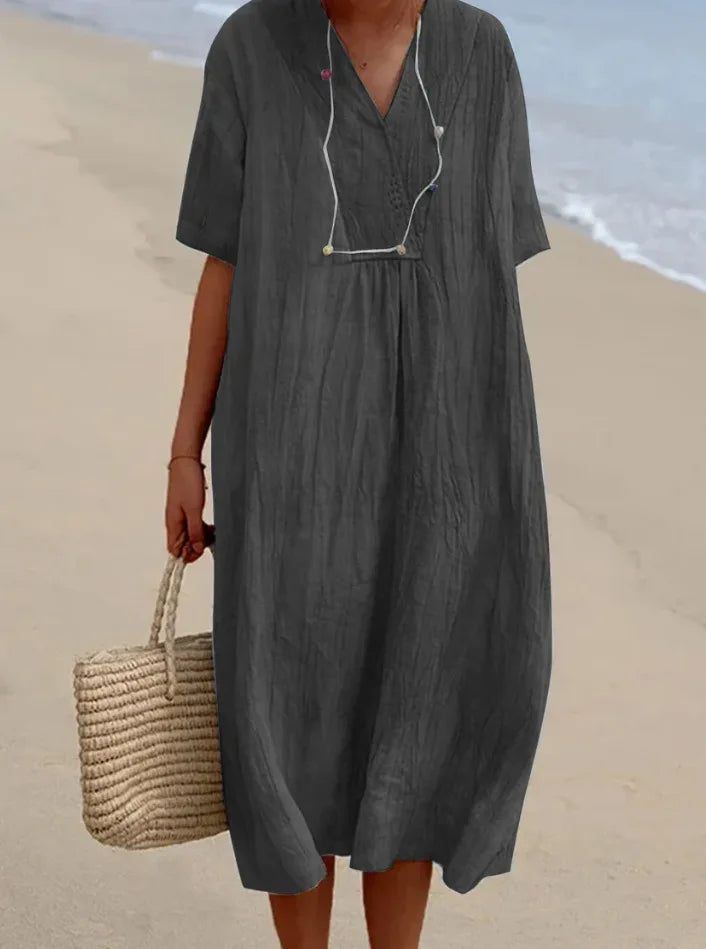 Silvana | Lockeres strukturiertes Maxikleid