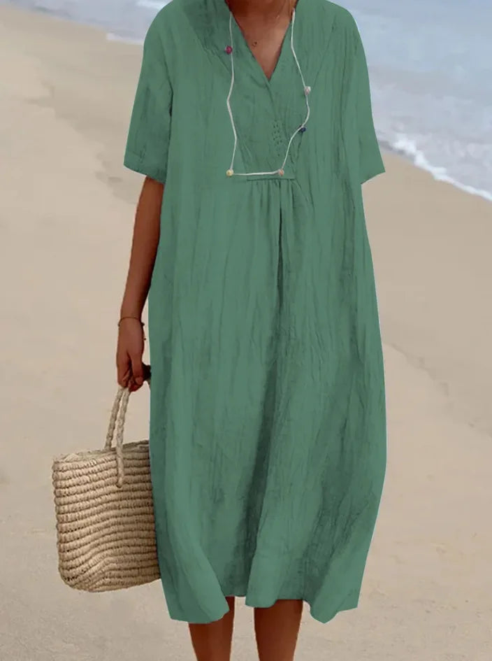 Silvana | Lockeres strukturiertes Maxikleid