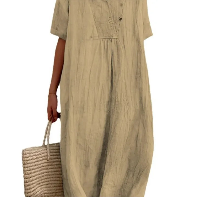 Silvana | Lockeres strukturiertes Maxikleid
