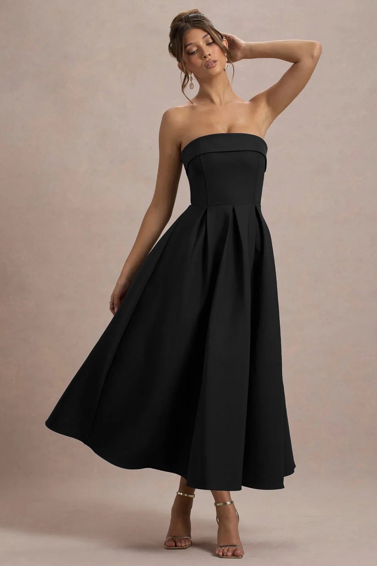 ANNE | Stilvolles Midi-Kleid mit Schulterfreiem Ausschnitt