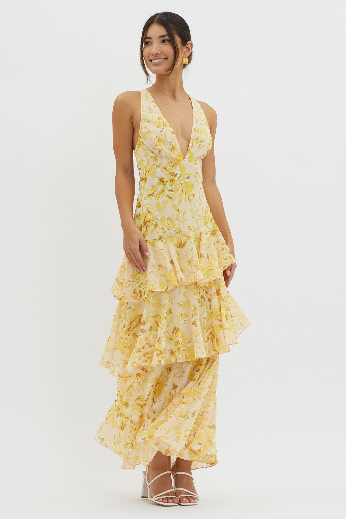 LISA | Florales Volant Maxi Kleid