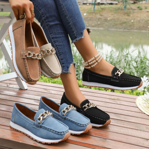 Elle – Orthopädische Diamond Buckle Loafers