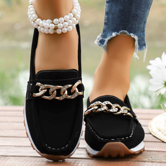 Elle – Orthopädische Diamond Buckle Loafers