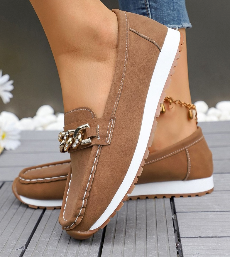 Elle – Orthopädische Diamond Buckle Loafers