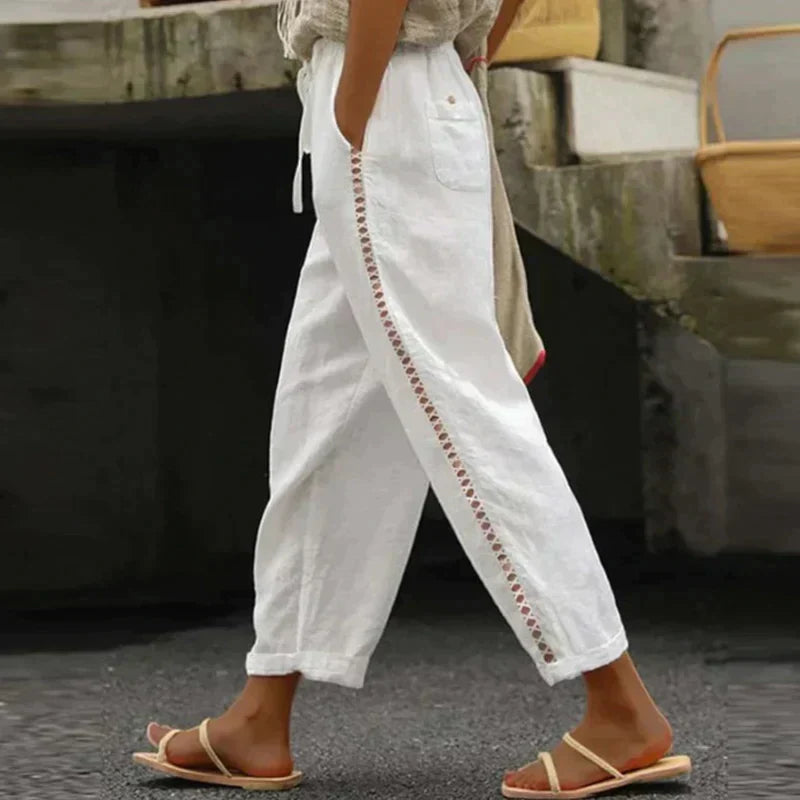 Damenhose | Hoher Bund Gestreift