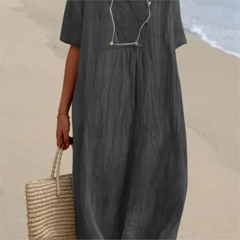 Silvana | Lockeres strukturiertes Maxikleid