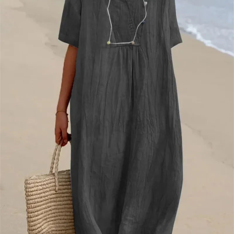 Silvana | Lockeres strukturiertes Maxikleid