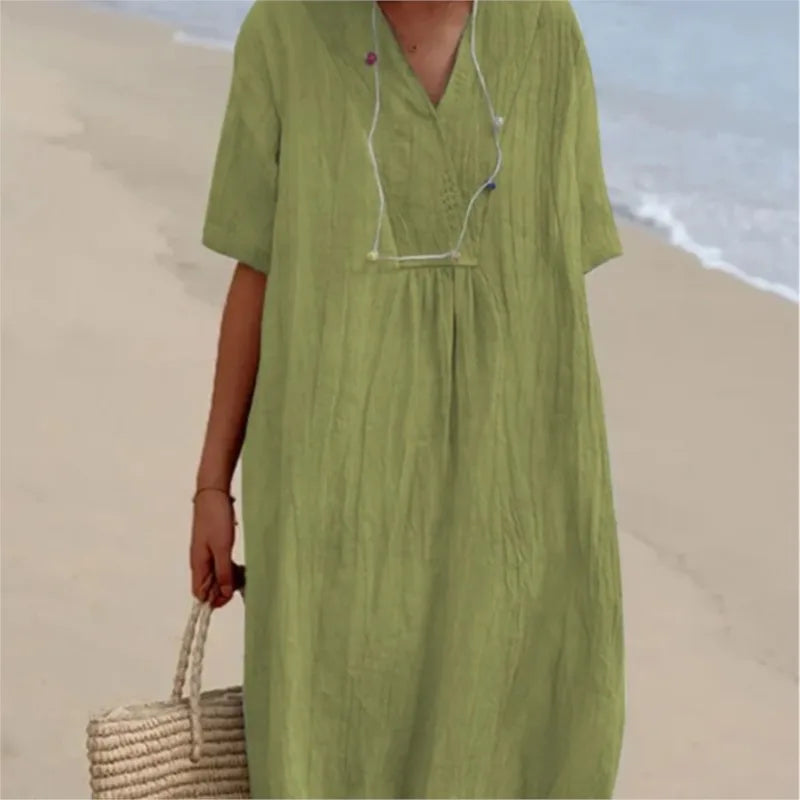 Silvana | Lockeres strukturiertes Maxikleid