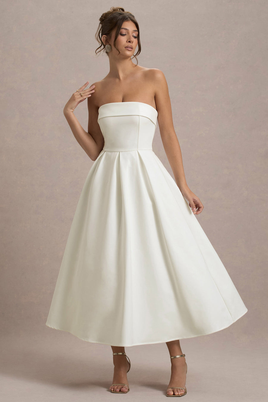 ANNE | Stilvolles Midi-Kleid mit Schulterfreiem Ausschnitt