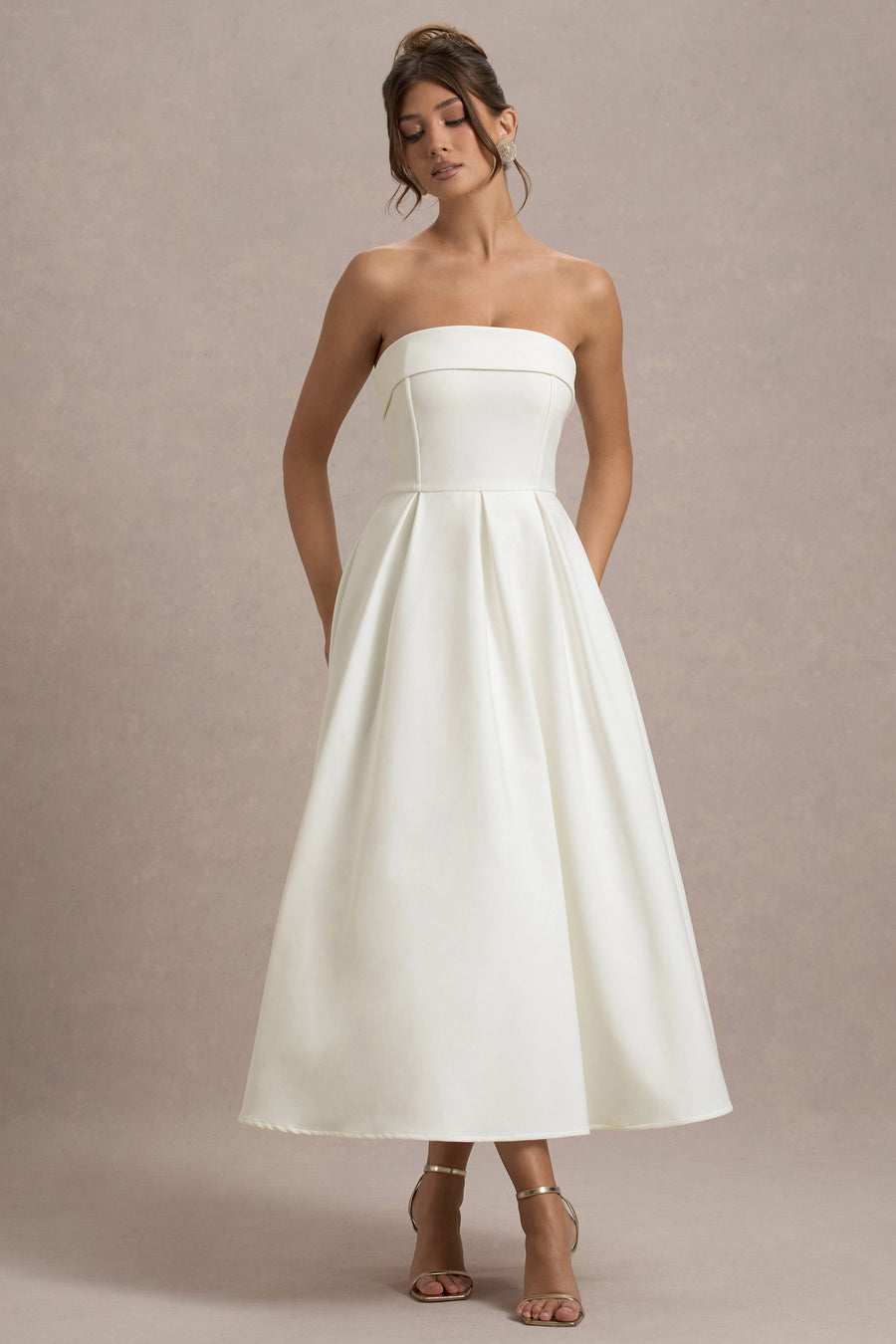 ANNE | Stilvolles Midi-Kleid mit Schulterfreiem Ausschnitt