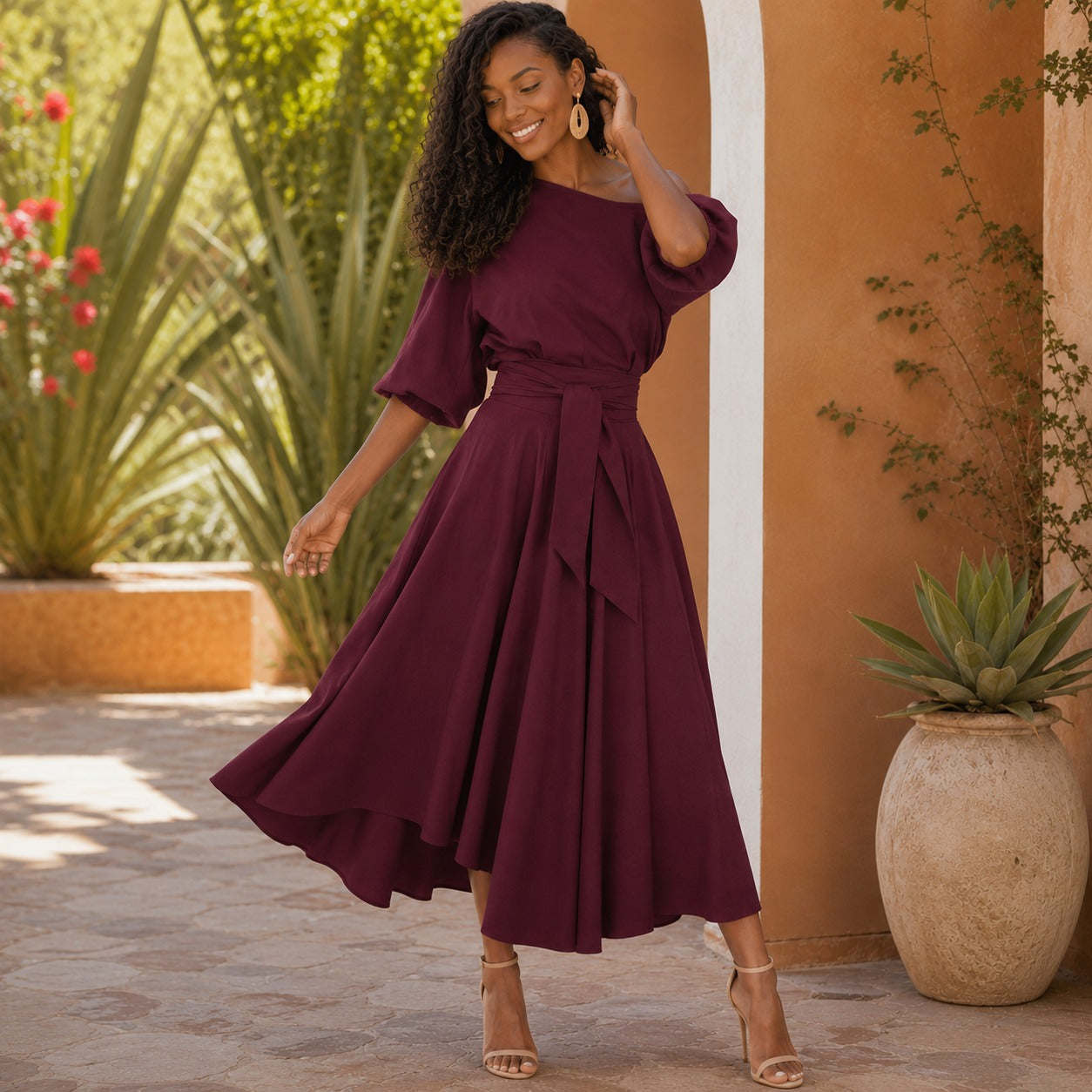 Verona Belle™ Kleid mit vielseitigem Ausschnitt und elegantem Taillenband