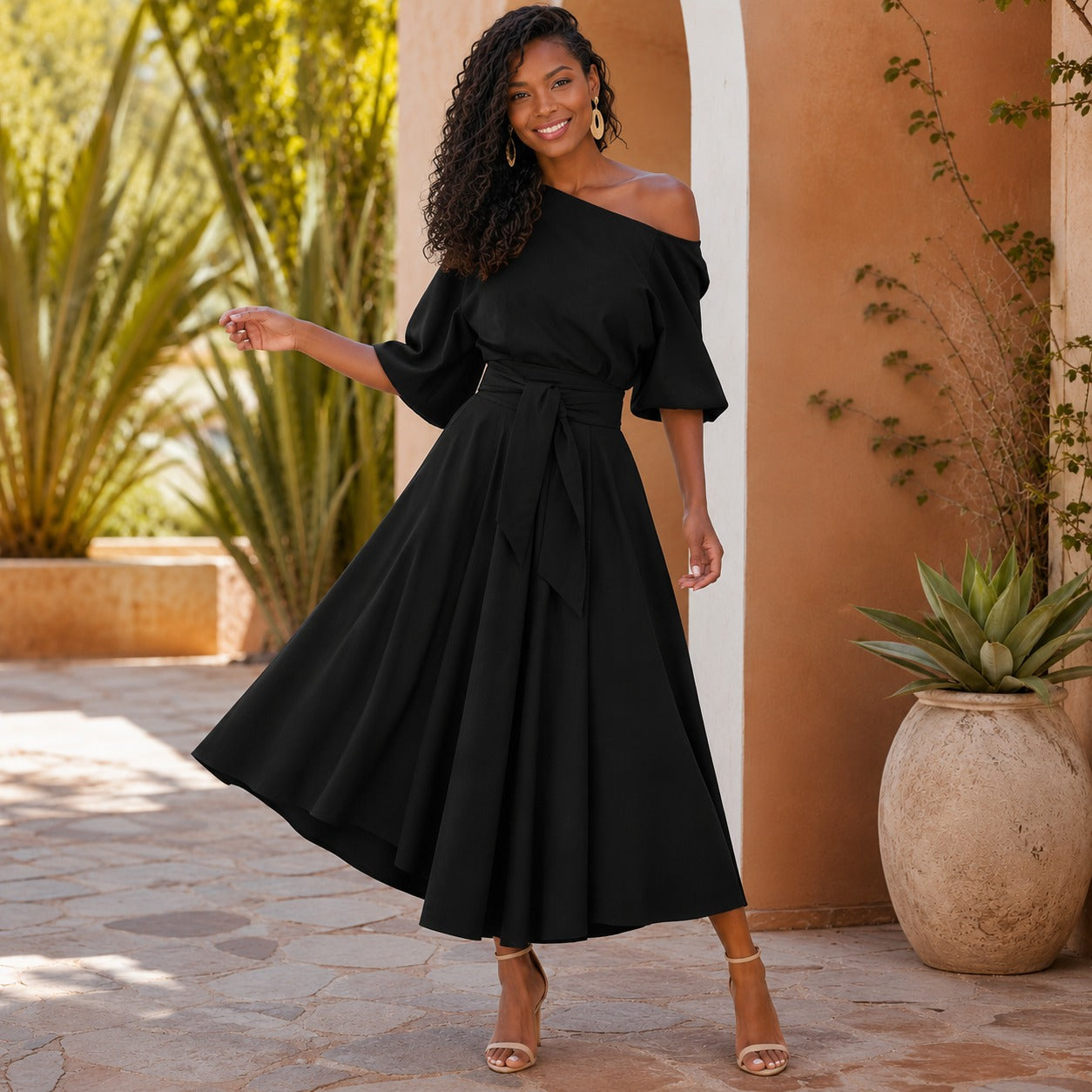 Verona Belle™ Kleid mit vielseitigem Ausschnitt und elegantem Taillenband