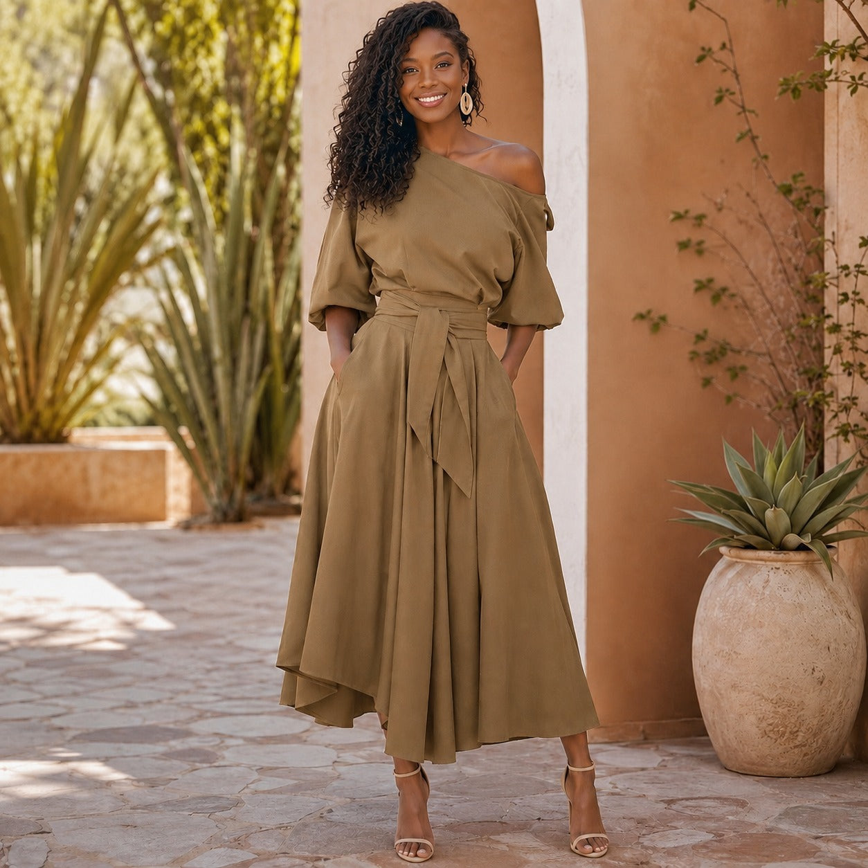 Verona Belle™ Kleid mit vielseitigem Ausschnitt und elegantem Taillenband