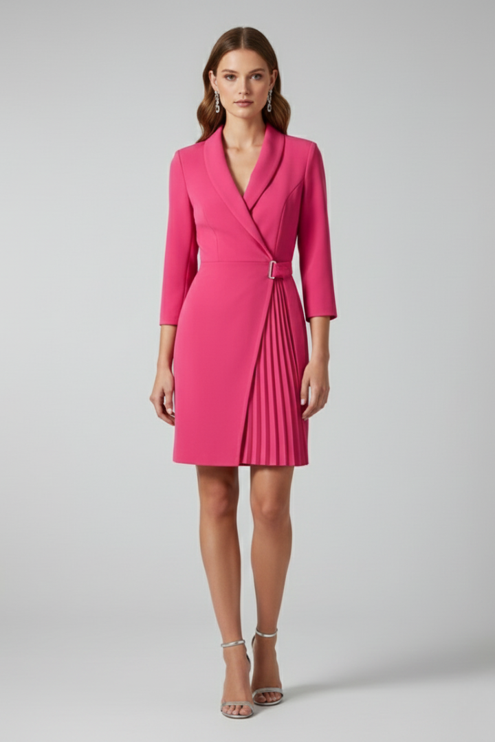 Damen-Blazerkleid mit gekerbtem Kragen und geradem Saum
