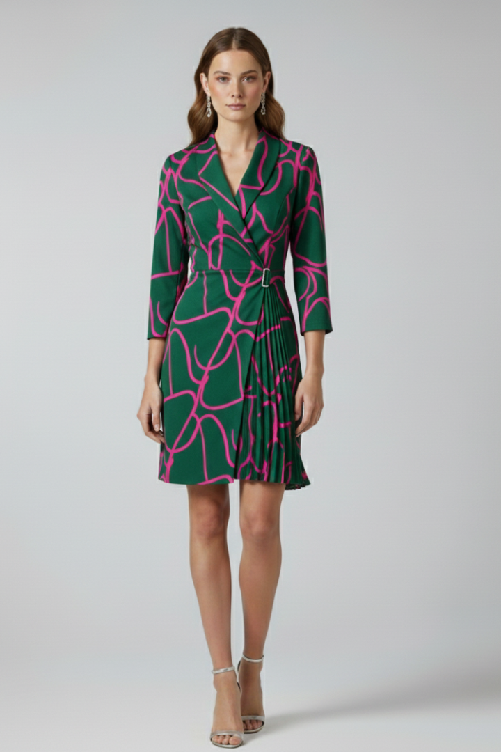 Damen-Blazerkleid mit gekerbtem Kragen und geradem Saum