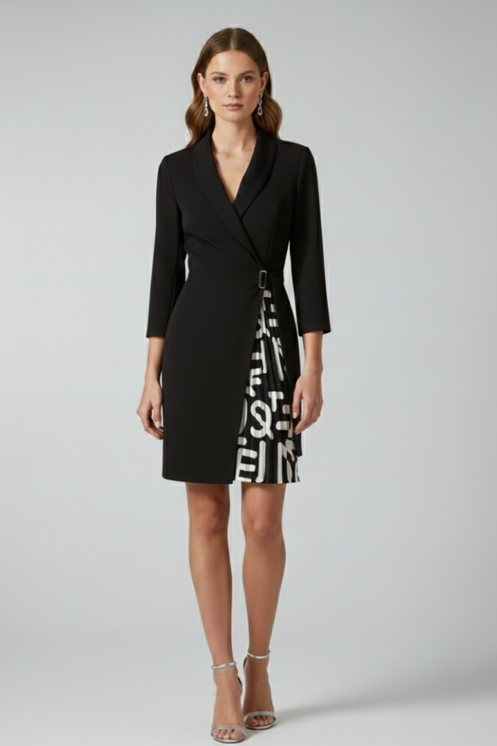Damen-Blazerkleid mit gekerbtem Kragen und geradem Saum