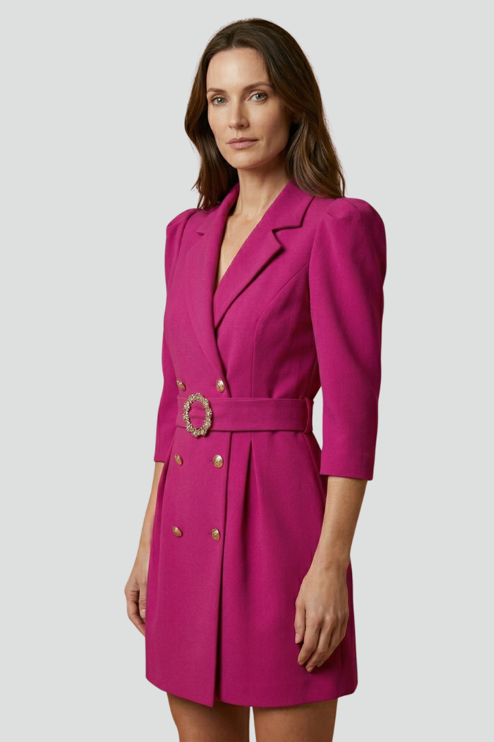 Damen-Blazerkleid mit fallendem Revers und Knopfleiste vorne