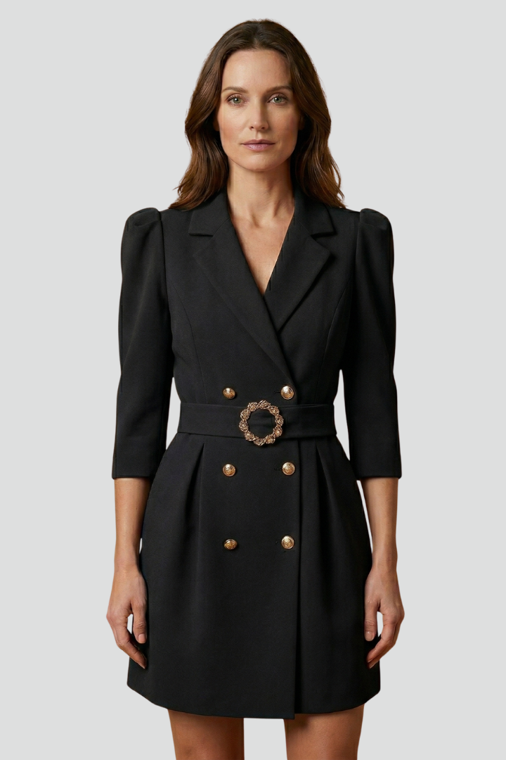 Damen-Blazerkleid mit fallendem Revers und Knopfleiste vorne