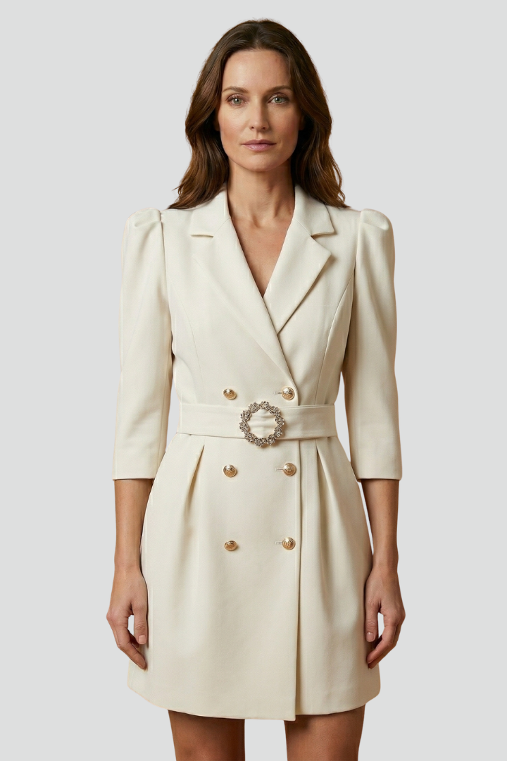 Damen-Blazerkleid mit fallendem Revers und Knopfleiste vorne