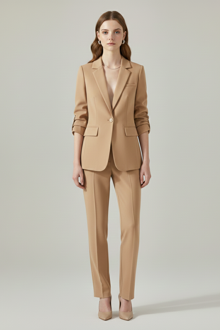Damen Blazer-Set mit Reverskragen und geradem Bein