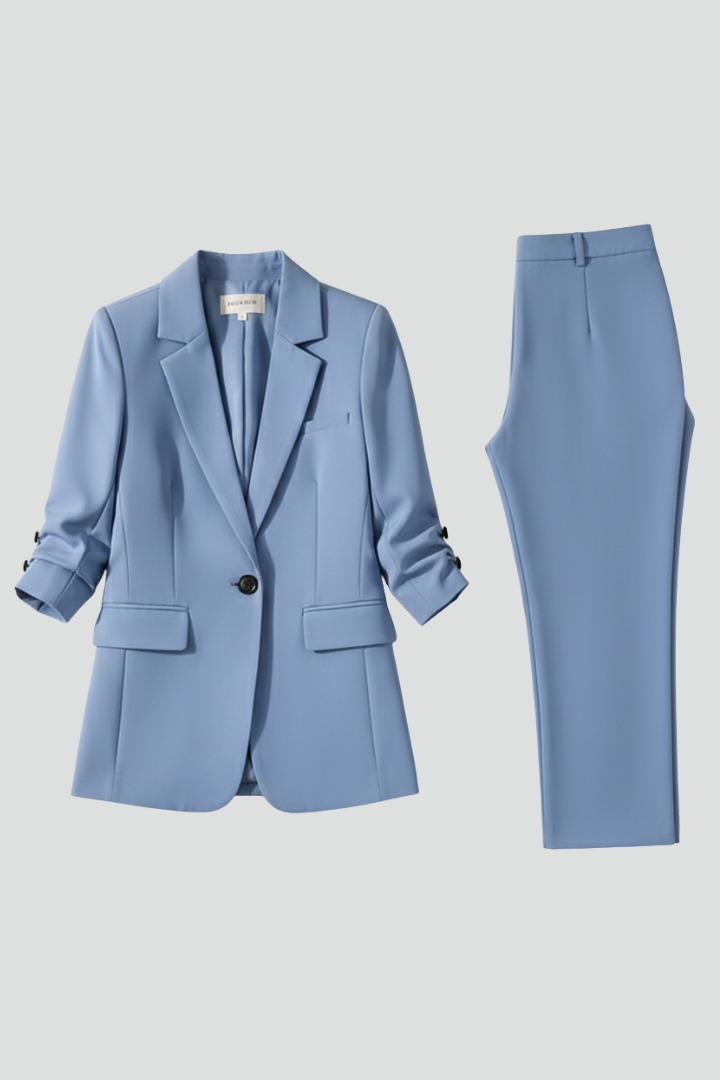 Damen Blazer-Set mit Reverskragen und geradem Bein