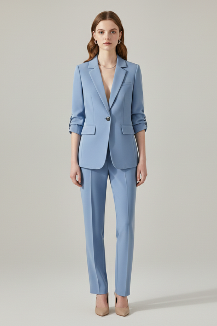 Damen Blazer-Set mit Reverskragen und geradem Bein