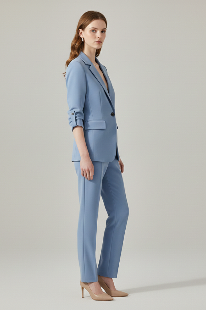 Damen Blazer-Set mit Reverskragen und geradem Bein