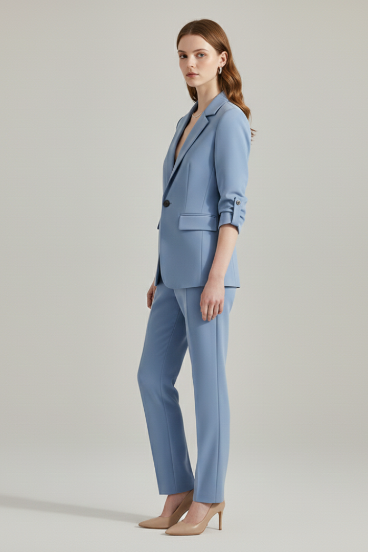 Damen Blazer-Set mit Reverskragen und geradem Bein