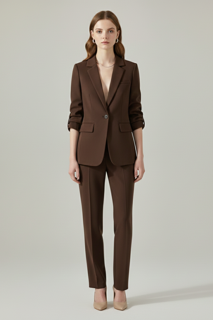 Damen Blazer-Set mit Reverskragen und geradem Bein