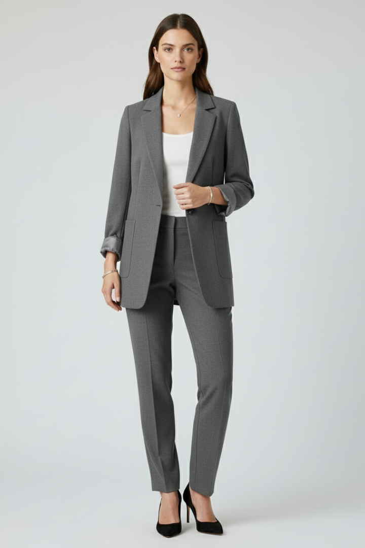 Damen-Blazer mit offener Vorderseite und strukturiertem Revers