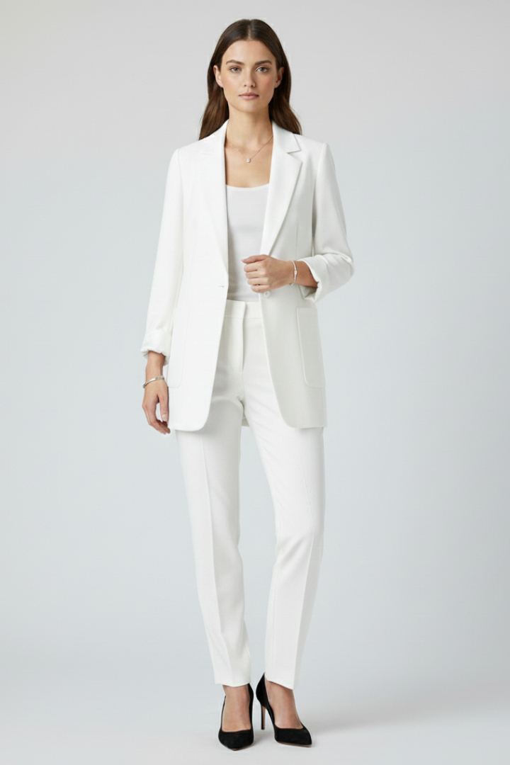 Damen-Blazer mit offener Vorderseite und strukturiertem Revers