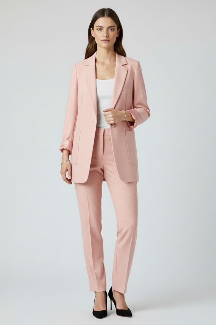 Damen-Blazer mit offener Vorderseite und strukturiertem Revers
