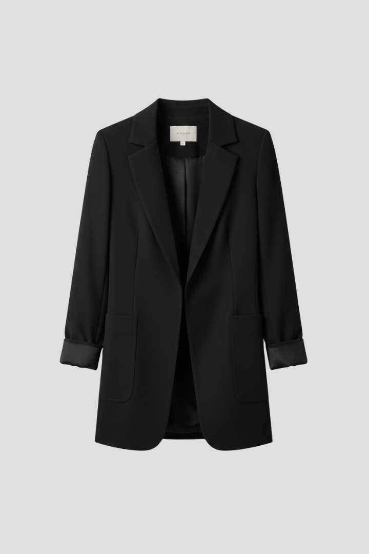 Damen-Blazer mit offener Vorderseite und strukturiertem Revers