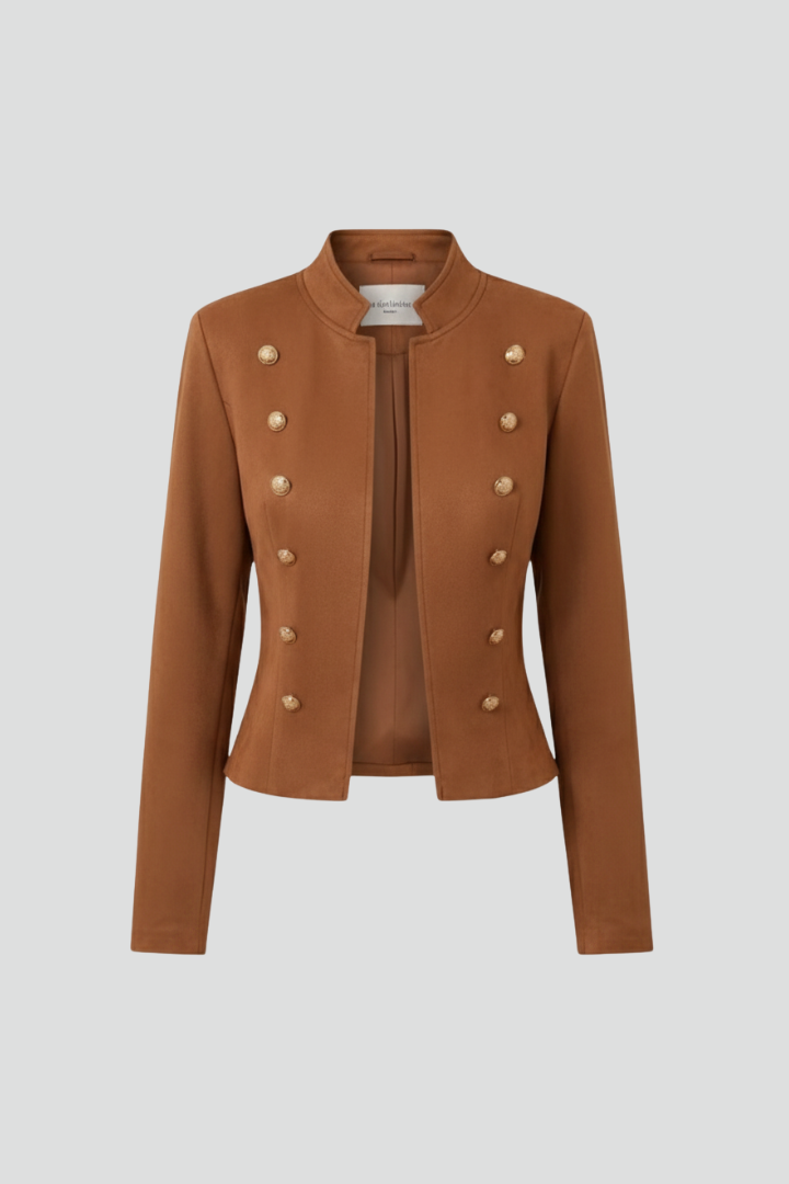 Damenblazer mit Stehkragen und Knopfdetails