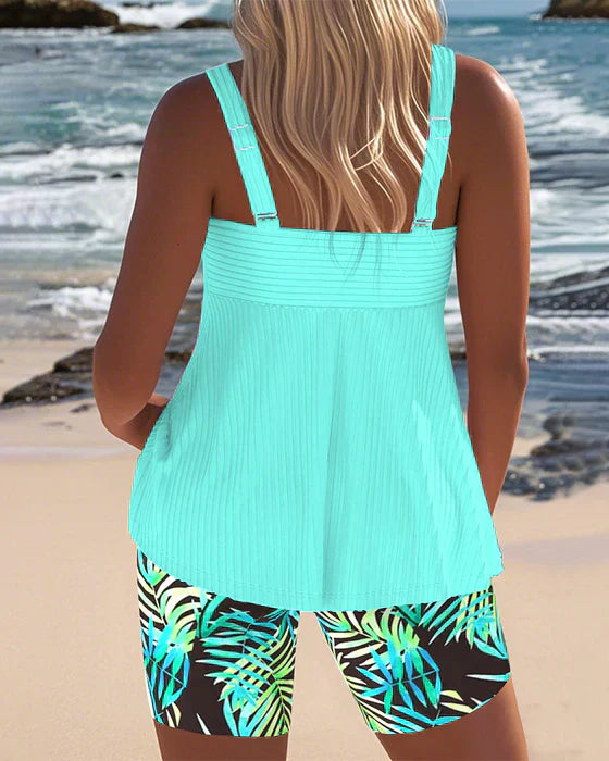 Daphne | Gerippte Tankini-Shorts in leuchtender Farbe