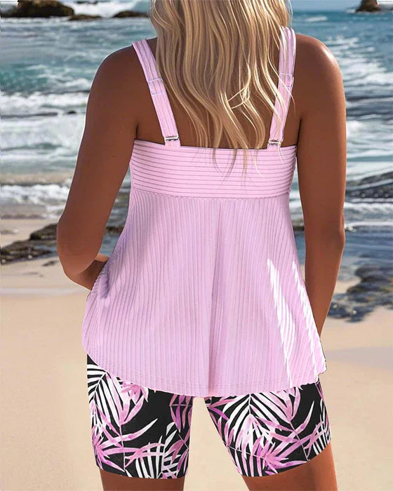 Daphne | Gerippte Tankini-Shorts in leuchtender Farbe