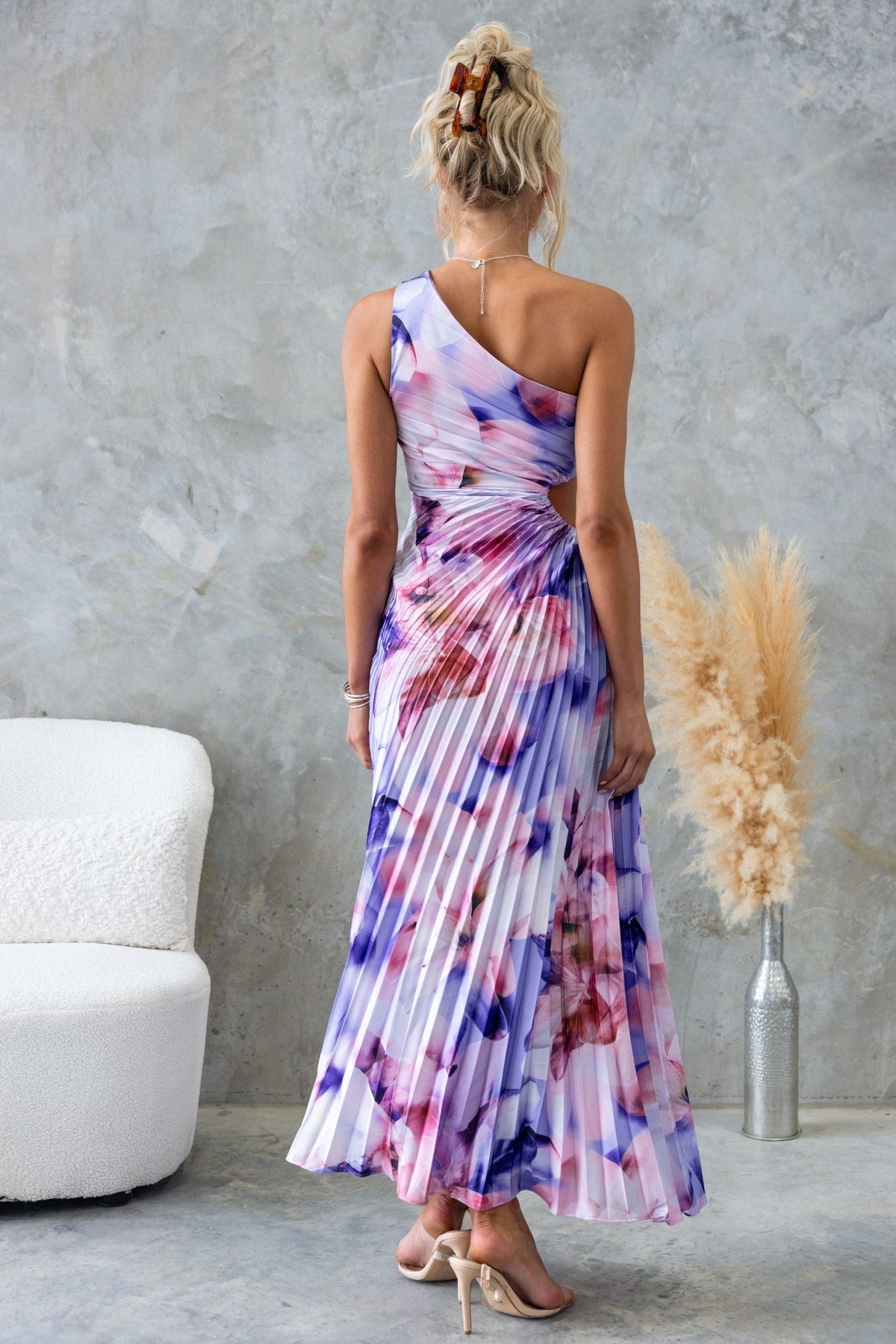 ELLA | One-Shoulder-Plissee-Midikleid