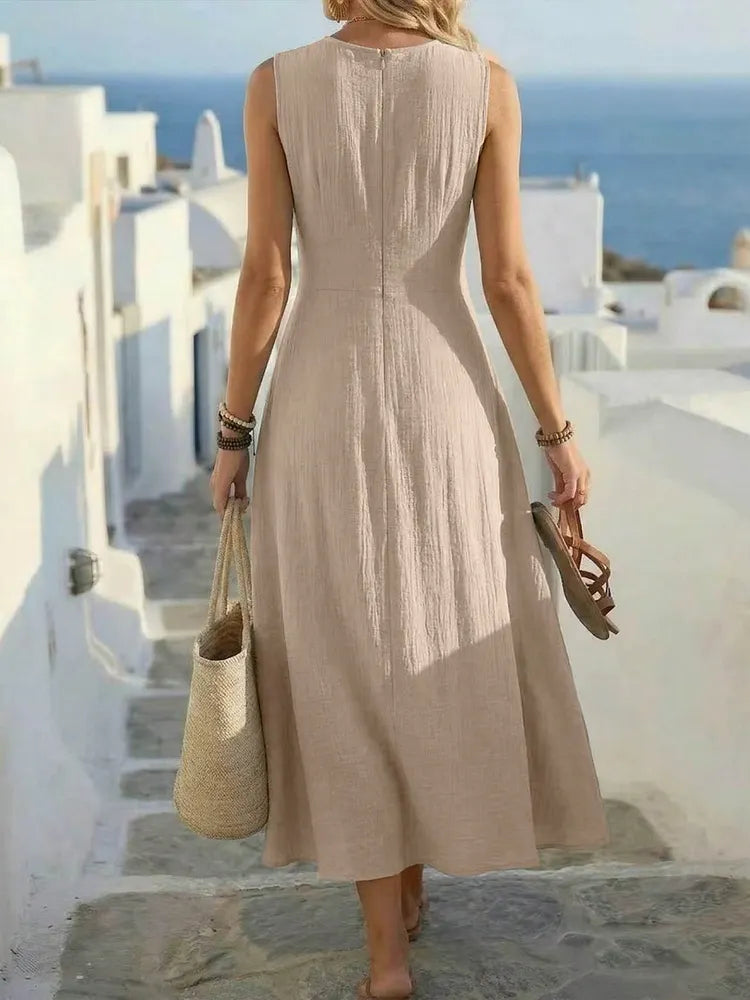 Sage | Ärmelloses Boho A-Linien-Kleid