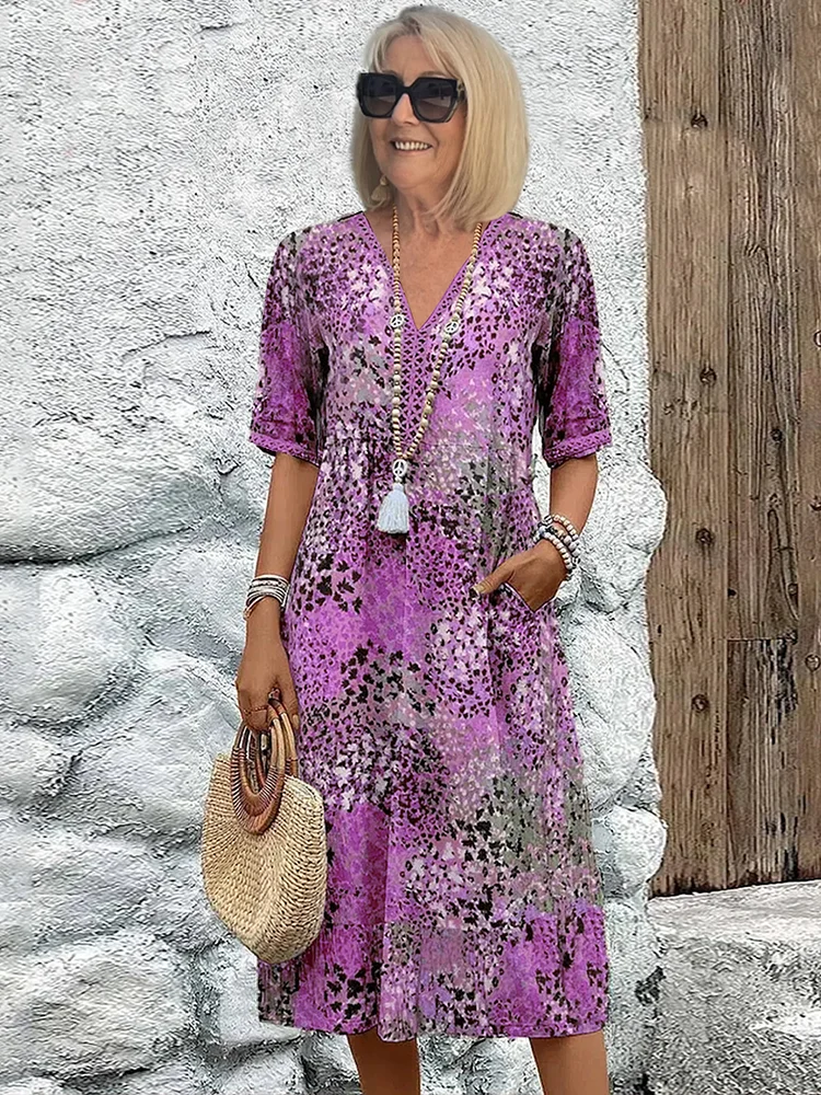 Roxanne | Lebhaftes geblümtes Wickel-Midikleid