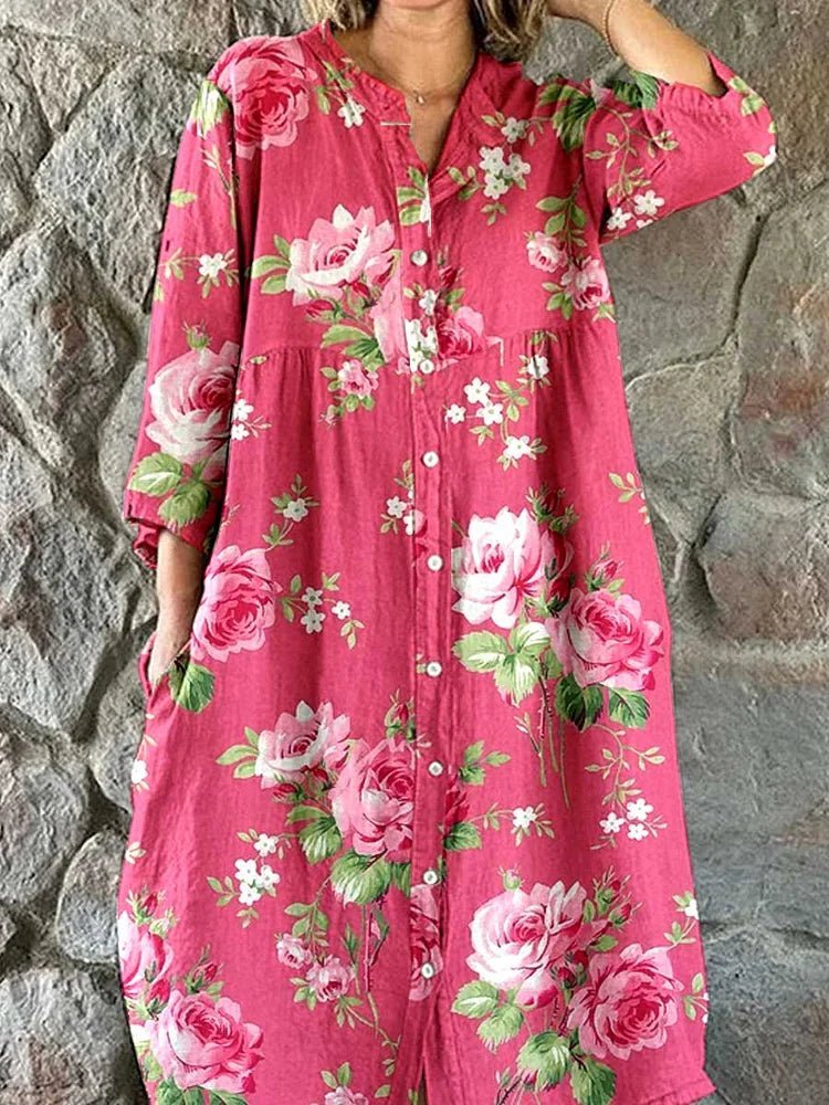 Mathilde | Künstlerisches Blumen-Maxikleid-