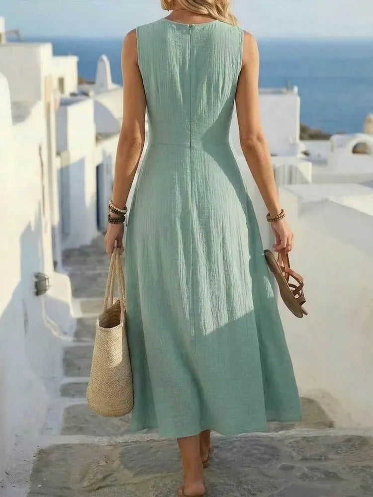 Sage | Ärmelloses Boho A-Linien-Kleid