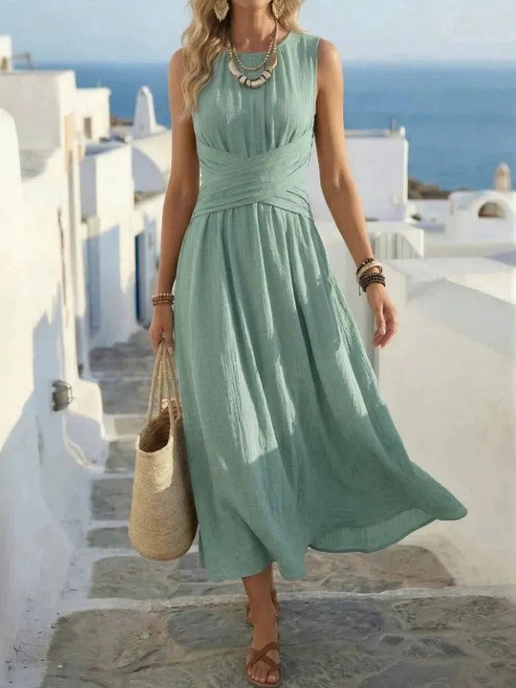 Sage | Ärmelloses Boho A-Linien-Kleid