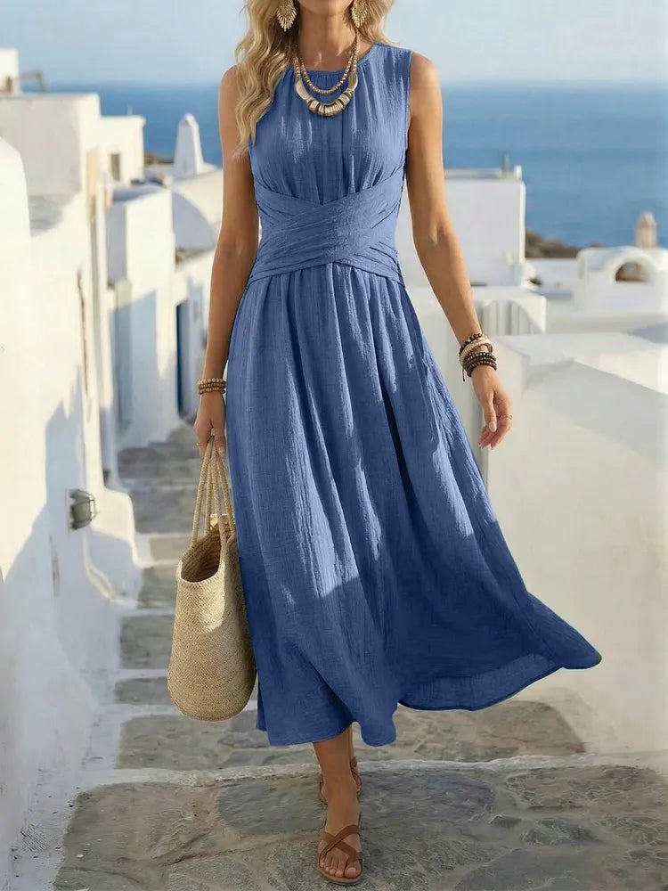 Sage | Ärmelloses Boho A-Linien-Kleid
