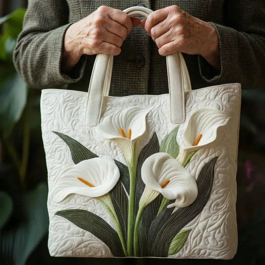 Gesteppte Künstlertasche – Weiße Lilien