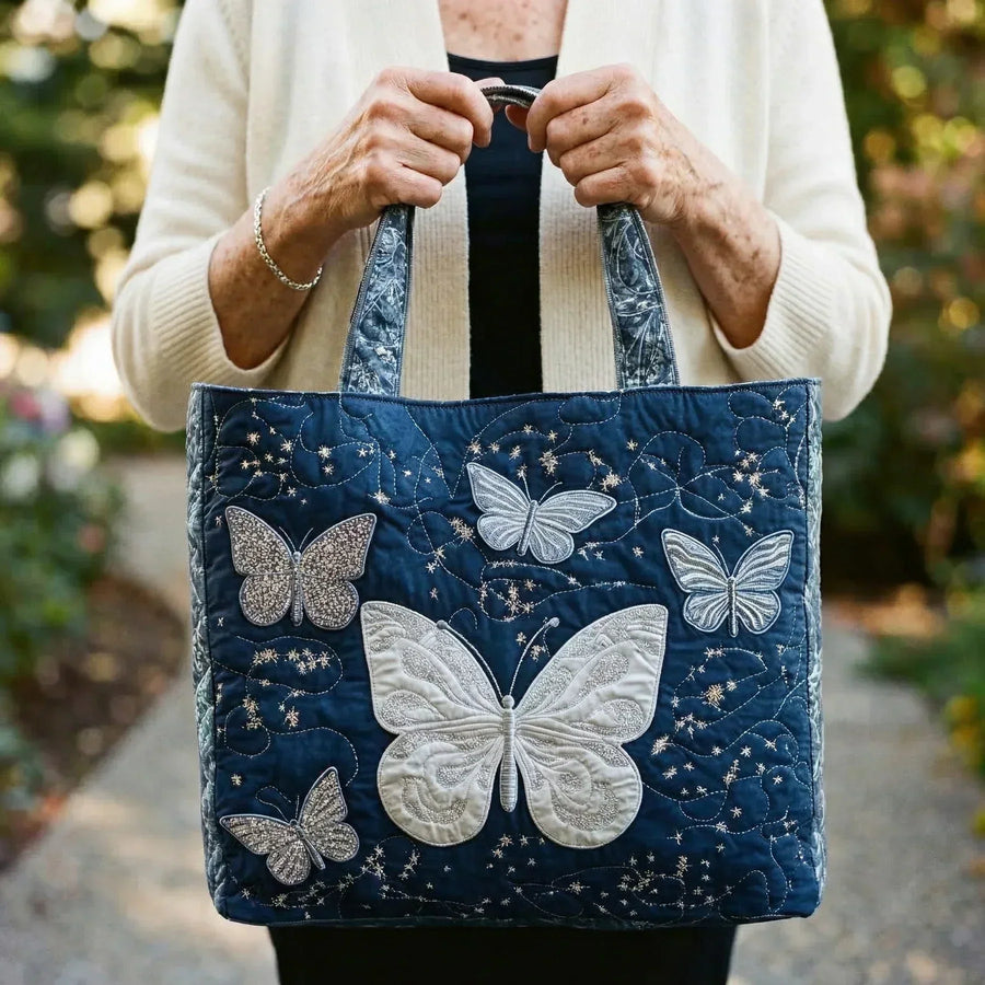 Handwerkliche Tasche – Silberner Schmetterling
