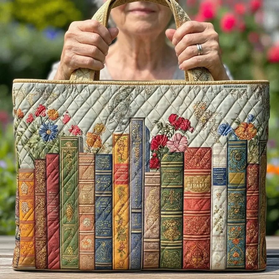 Gesteppte Tasche – Verzauberte Bibliothek