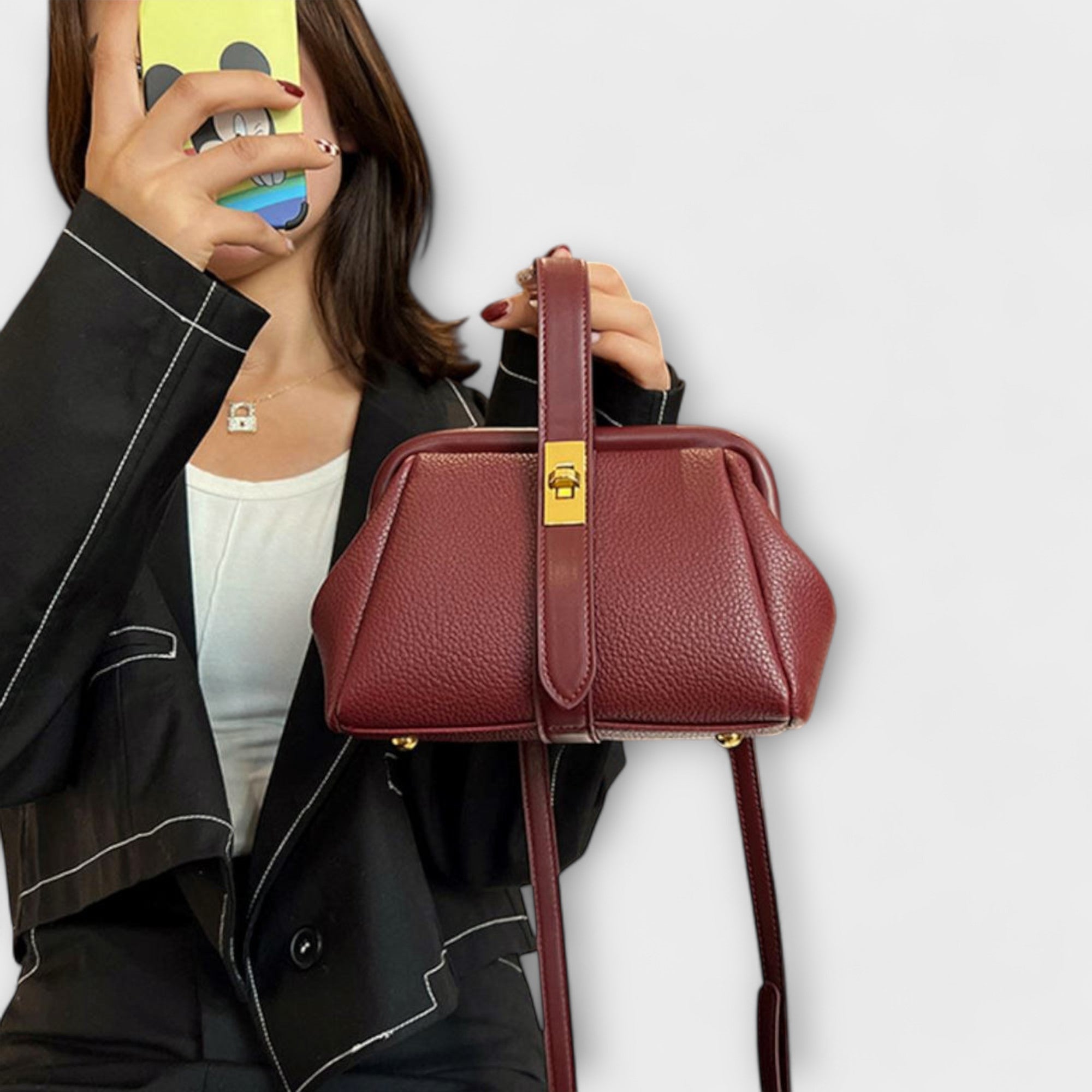 Hadleigh | Damen Mini Umhängetasche mit Drehverschluss und Griff