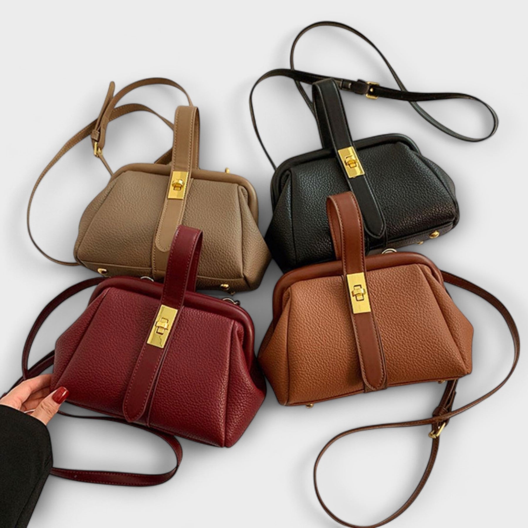 Hadleigh | Damen Mini Umhängetasche mit Drehverschluss und Griff